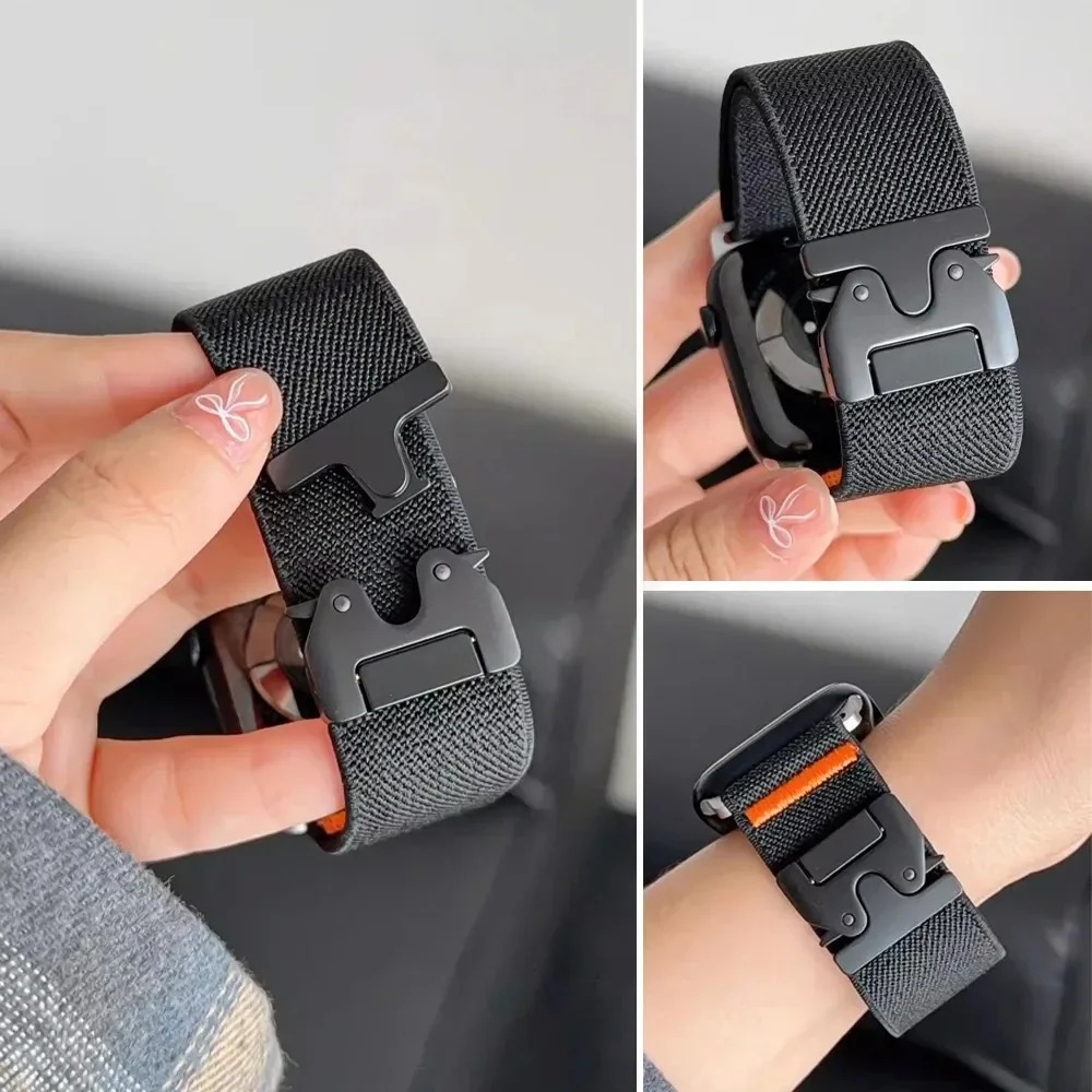 حزام نايلون مرن بمشبك للساعة ا - مراجعة Parachute Strap Elastic وسعره