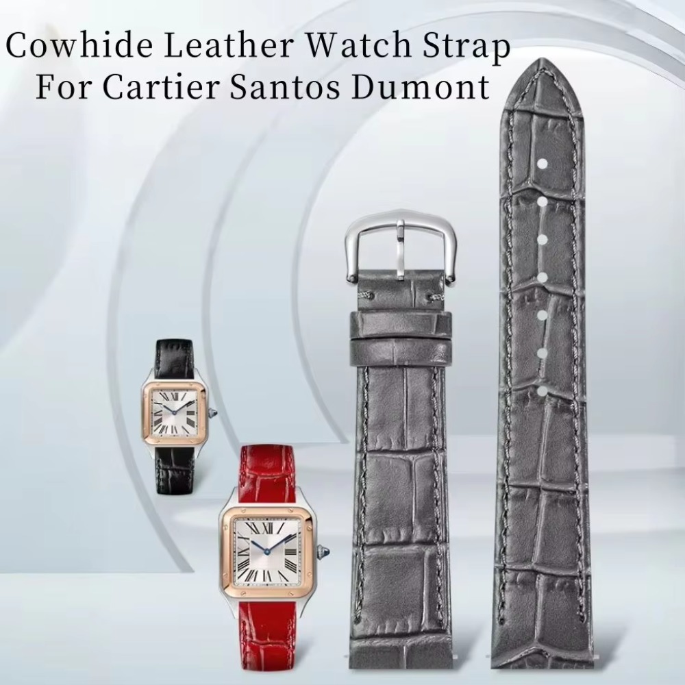 حزام ساعة من جلد البقر بنقشة ا - مراجعة Cartier Watch Santos وسعره